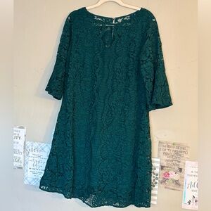 Gabby Skye Teal Lace Long Sleeve Dress